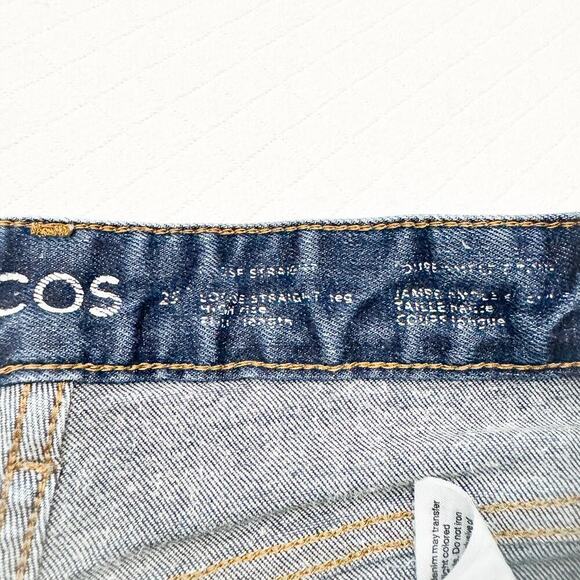 COS High Rise Loose Straight Full Length Dark Wash Denim Jeans Size 25 - Picture 7 of 10